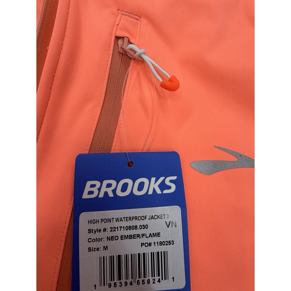 Brooks Womens High Point Waterproof Jacket 2 Neon Ember Flame Medium NWT - Picture 4 of 9